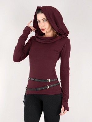 Toonzshop Chryzz Long Sleeve Top Naisten Topit Wine | 4357IWHNV