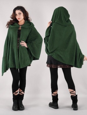 Toonzshop Danae Hooded Cape Naisten Ponchot Vihreä | 3704MSXUK