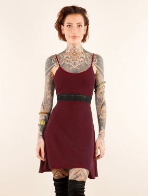 Toonzshop Düune Skater Dress With Crochet Naisten Mekko Wine | 4701HEPXD