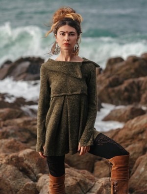 Toonzshop Ekantika Tunic Pullover Naisten Villapusero Vihreä | 0719XBWSL