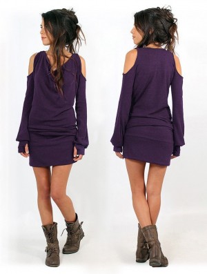 Toonzshop Elixir Bare Shoulder Sweater Dress Naisten Mekko Violetit | 0429PGKML