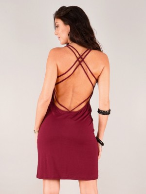 Toonzshop Emiko Bare Back Sleeveless Short Dress Naisten Mekko Wine | 2390ORGQZ