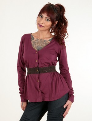 Toonzshop Heldaria Long Sleeve Peplum Top Naisten Topit Wine | 5761GDYRW