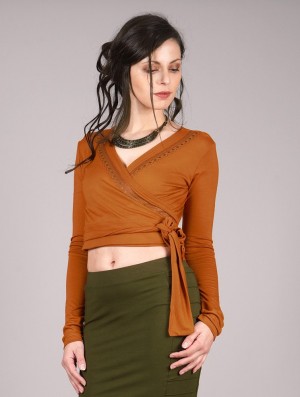 Toonzshop Irwaen Indie Long Sleeved Crop Top Naisten Topit Rusty | 2315KYVGM