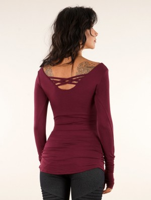 Toonzshop Layläa Long Sleeve Reversible Top Naisten Topit Wine | 0614ZPYRS