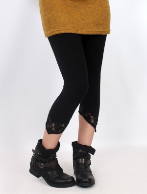 Toonzshop Lï-kaz Short Pointy Leggings With Lace Naisten Leggings Mustat | 1234ITNCB