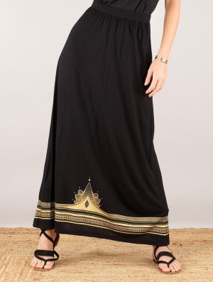 Toonzshop Lotus Elerinna High Waist Maxi Skirt Naisten Hame Mustat | 9618FYIGX