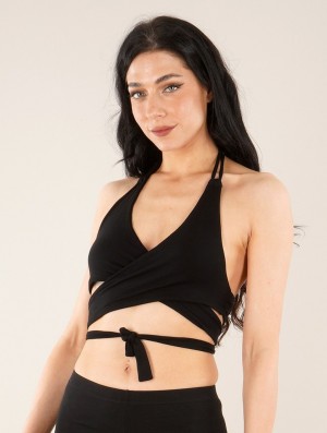 Toonzshop Nahri Crop Top Bra With Deep Halter Neckline Naisten Rintaliivit Mustat | 9475LXQTR