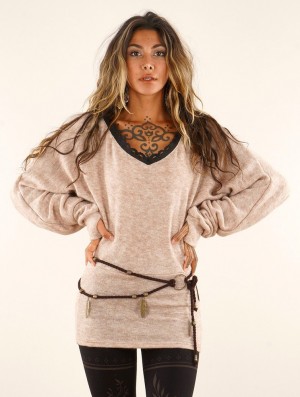 Toonzshop Physälis 2in1 Roll-up Sweater Naisten Villapaita Beige | 9710REPHX