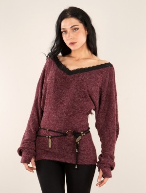 Toonzshop Physälis 2in1 Roll-up Sweater Naisten Villapaita Wine | 4067CIYSE