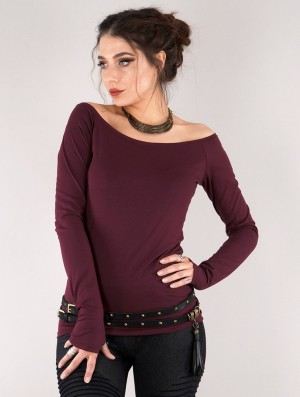 Toonzshop Saädiya Long Sleeve Top Naisten Topit Wine | 9781IZGBQ