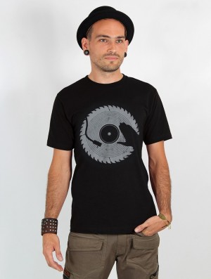 Toonzshop Saw Blade Dj Printed Short Sleeve T-shirt Miesten T-Paita Mustat | 2467VIWYE