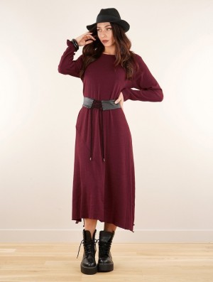 Toonzshop Wasilah Long Sweater Dress Naisten Mekko Wine | 3109IDRCO