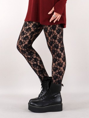 Toonzshop Yaö-kö Lace Long Leggings Naisten Leggings Mustat | 8196DSHPE