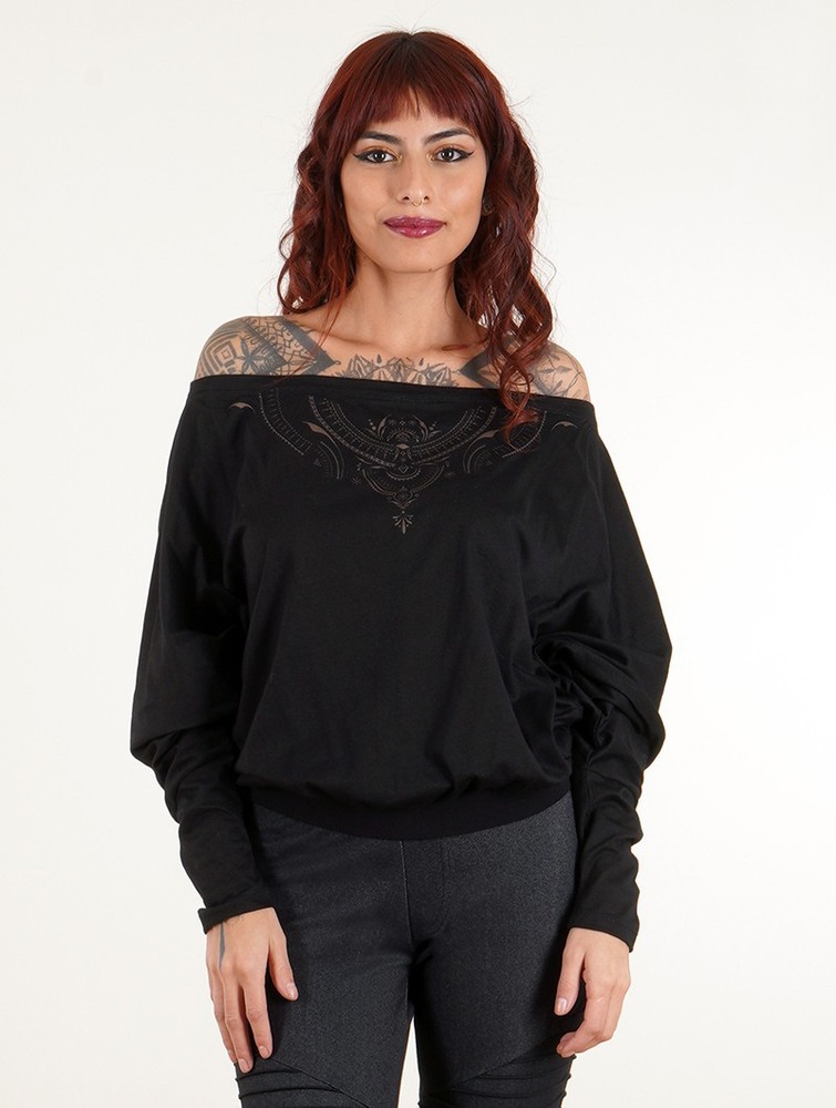 Toonzshop Aliyan Zohraa Batwing Sleeves Top Naisten Topit Mustat | 4689WCSBO