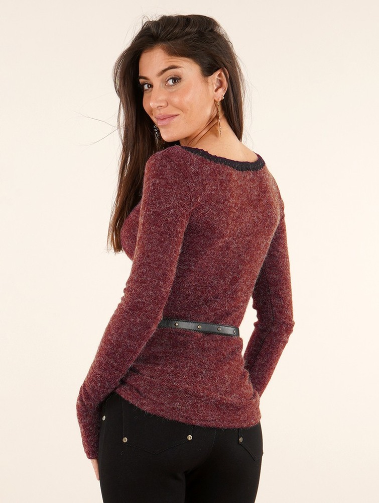 Toonzshop Aëlys Pullover Naisten Villapusero Wine | 6859AZKCG