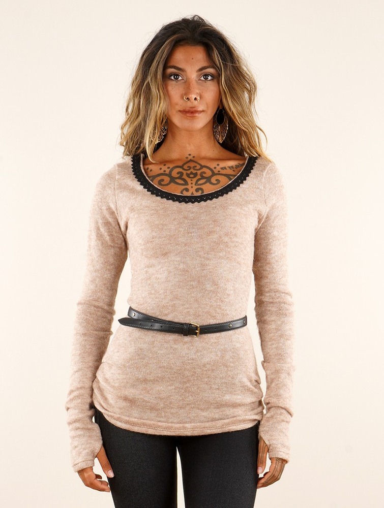 Toonzshop Aëlys Pullover Naisten Villapusero Beige | 8967RSHVD