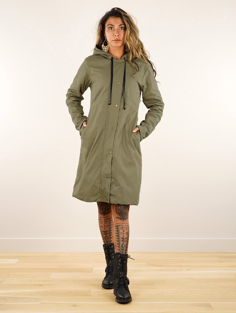 Toonzshop Ase Long Hooded Coat Naisten Takit Khaki | 2416IVRDF