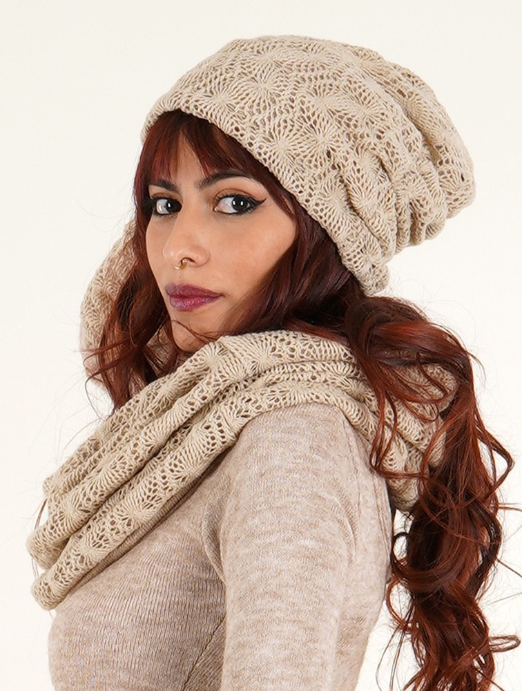 Toonzshop Aslan Pleated Crochet Beanie Naisten Pipo Beige | 1209QDSIN