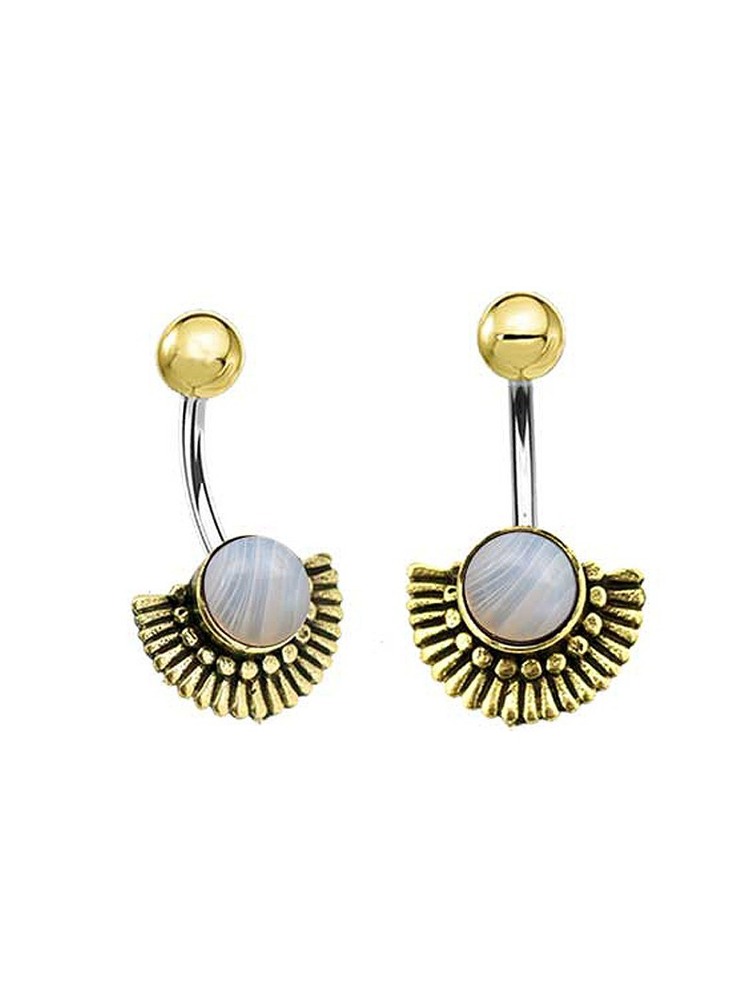 Toonzshop Aylin Botswana Agate Golden Brass Belly Piercing Naisten Rintaliivit | 7328WFNBT