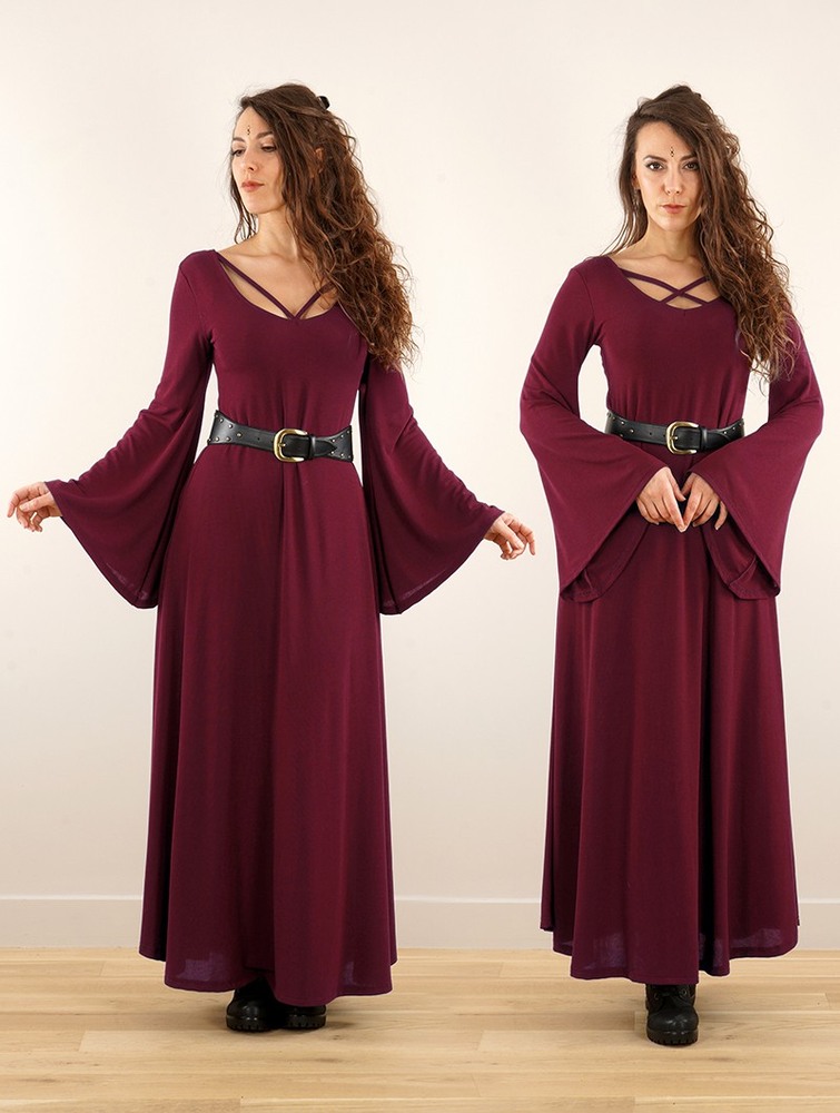 Toonzshop Black Moon Reversible Long Dress Naisten Mekko Wine | 3706ZICMD