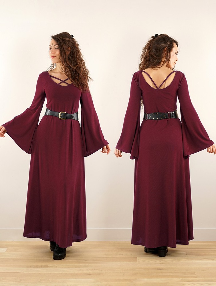 Toonzshop Black Moon Reversible Long Dress Naisten Mekko Wine | 3706ZICMD