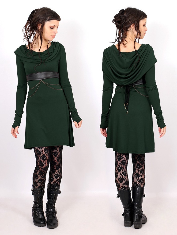 Toonzshop Chryzz Hooded Long Sleeve Dress Naisten Mekko Vihreä | 4689HKNZR