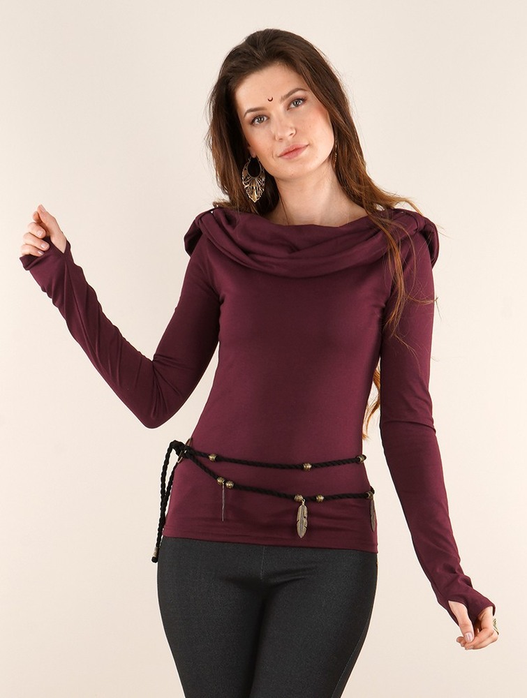 Toonzshop Chryzz Long Sleeve Top Naisten Topit Wine | 4357IWHNV