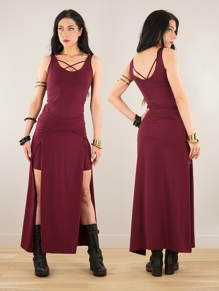 Toonzshop Creature Split Long Skirt Naisten Hame Wine | 8712DGQCF