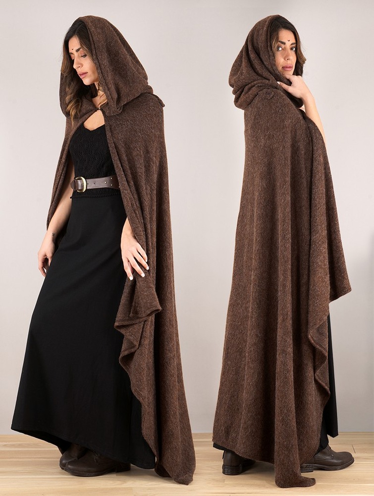 Toonzshop Danäa Hooded Long Cape Naisten Ponchot Ruskea | 0196FMREB