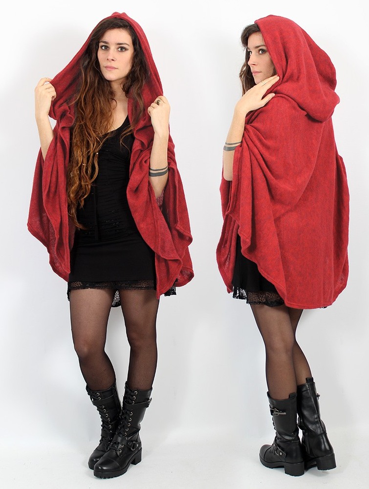 Toonzshop Danae Hooded Cape Naisten Ponchot Punainen | 1367JIPCB