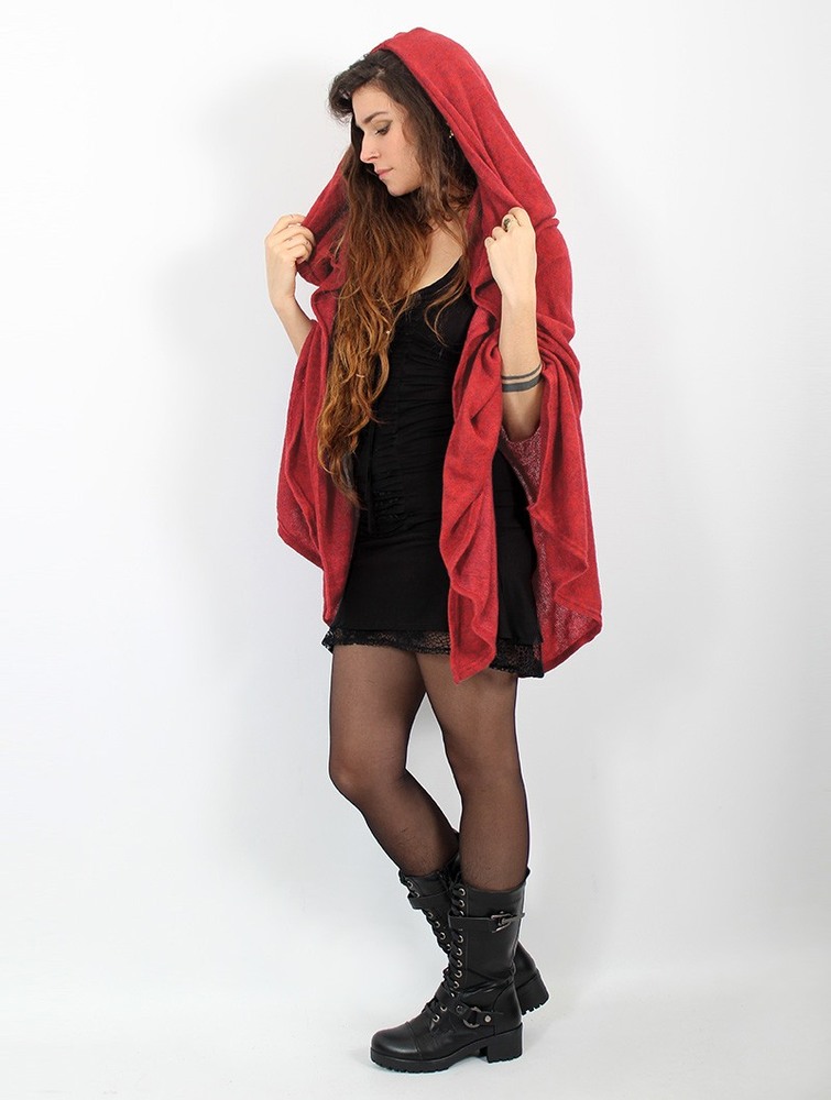 Toonzshop Danae Hooded Cape Naisten Ponchot Punainen | 1367JIPCB