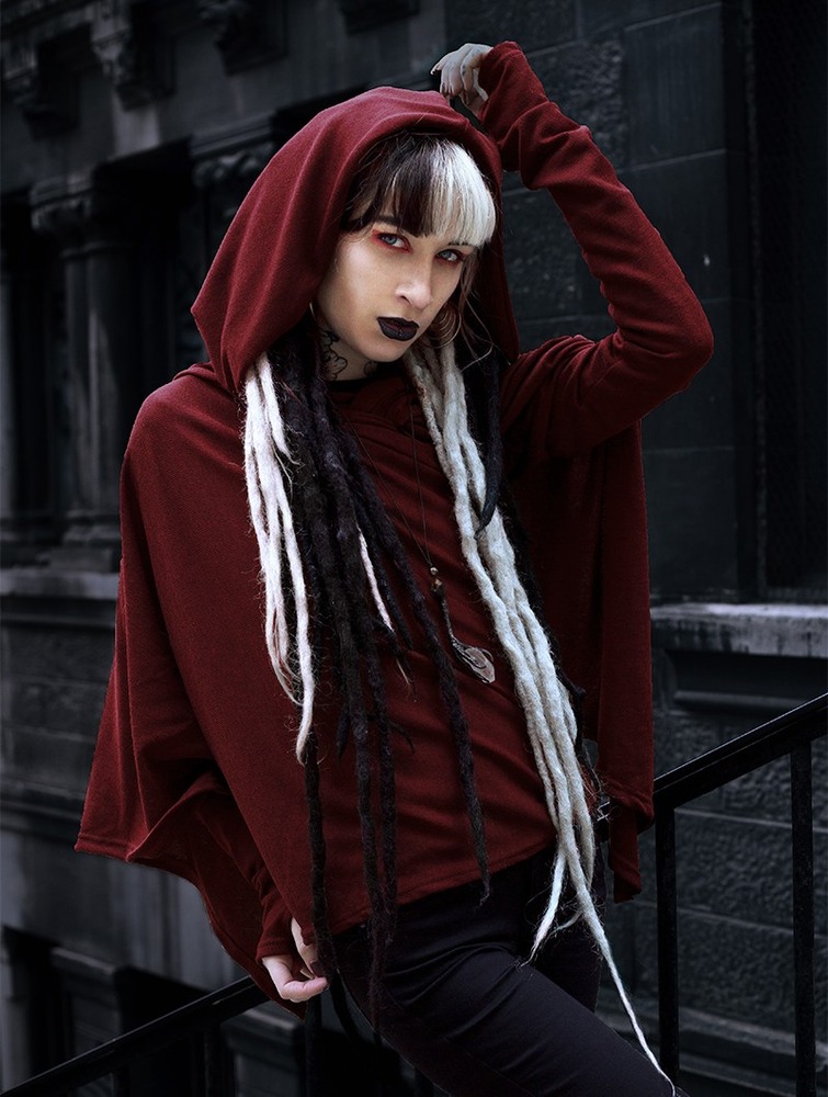 Toonzshop Danaeriz Long Sleeve Hooded Shawl Cardigan Naisten Neuletakki Wine | 3495CWOXB