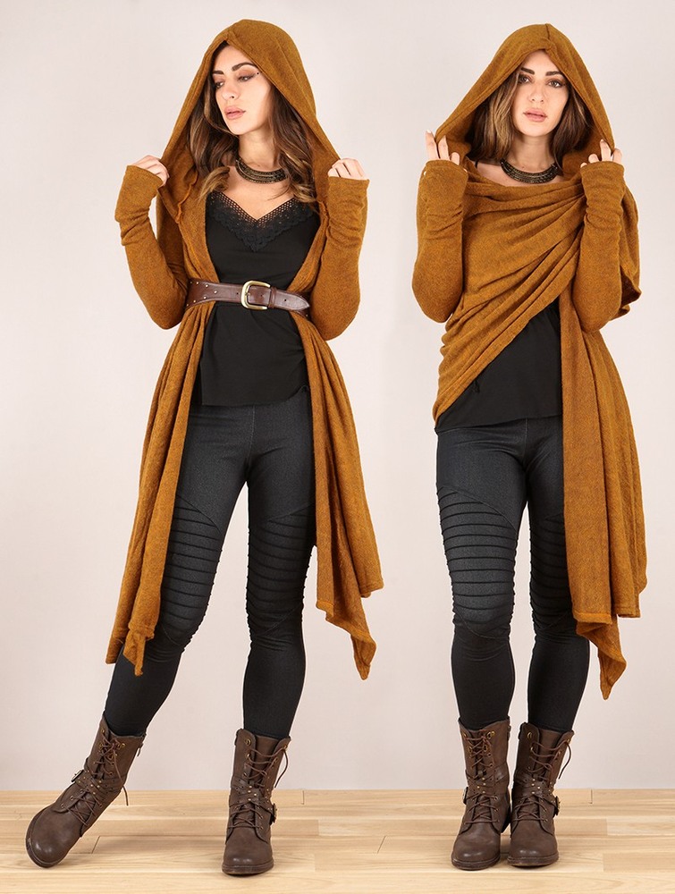 Toonzshop Danaeriz Long Sleeve Hooded Shawl Cardigan Naisten Neuletakki Rusty | 4053IHRJZ