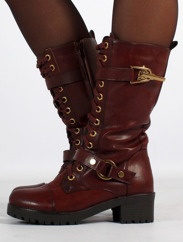 Toonzshop Dezba High Boots Naisten Saappaat Auburn and old brass details | 9475YOQFI