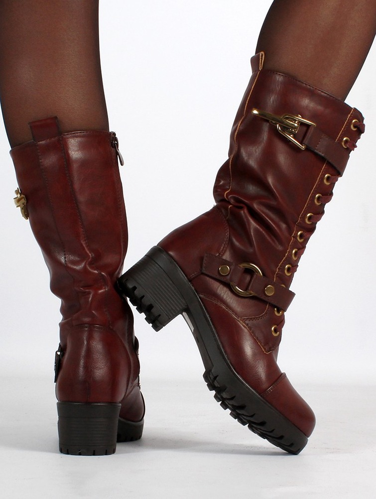 Toonzshop Dezba High Boots Naisten Saappaat Auburn and old brass details | 9475YOQFI