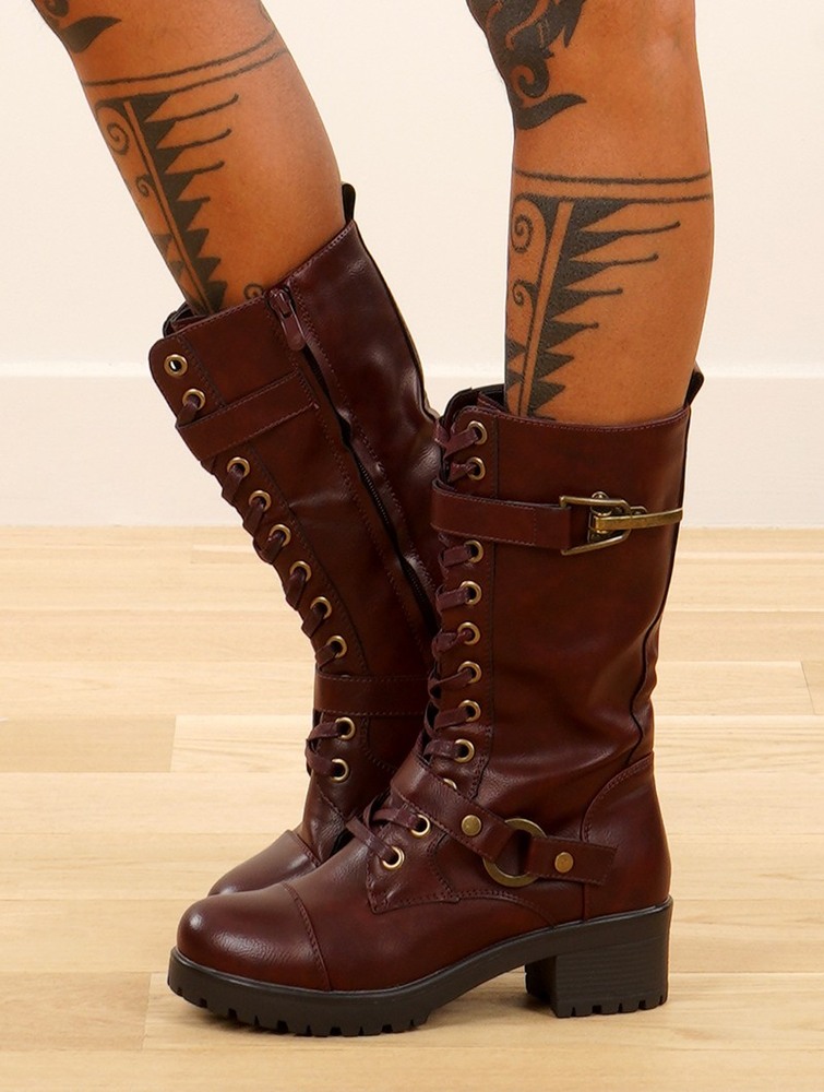 Toonzshop Dezba High Boots Naisten Saappaat Auburn and old brass details | 9475YOQFI