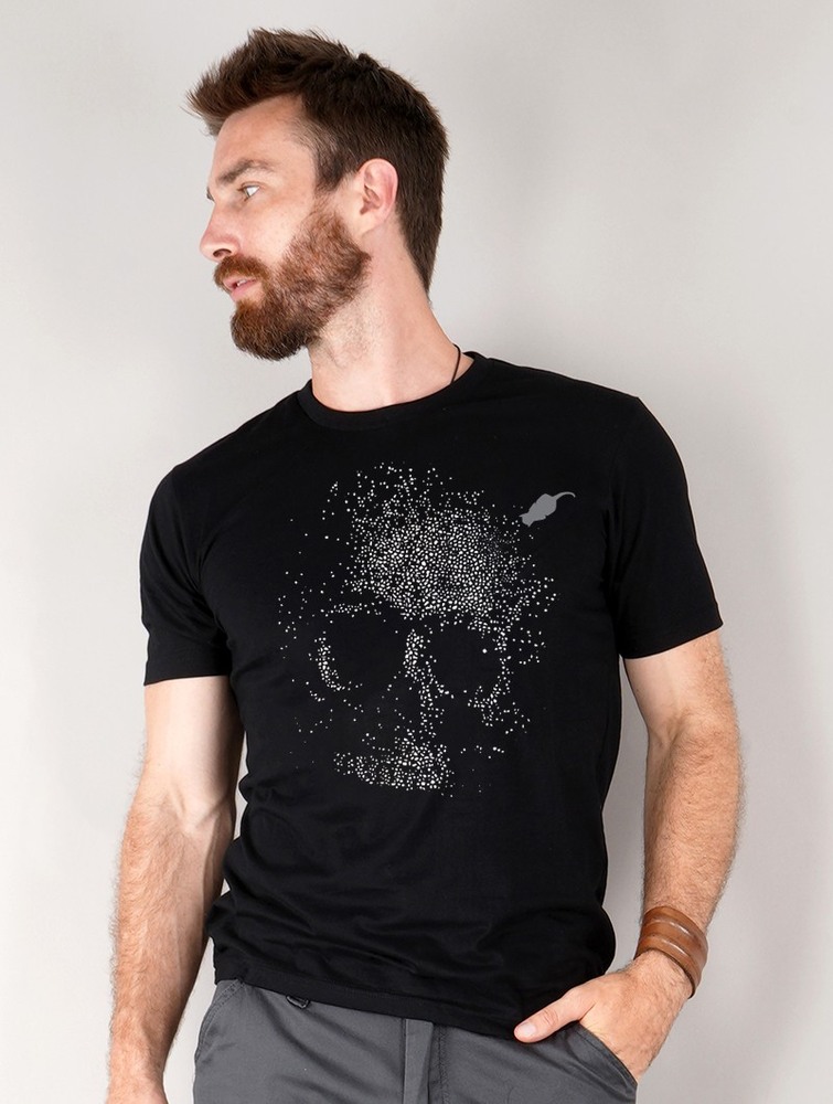 Toonzshop Dots Skull Printed Short Sleeve T-shirt Miesten T-Paita Mustat | 7381SDVCH