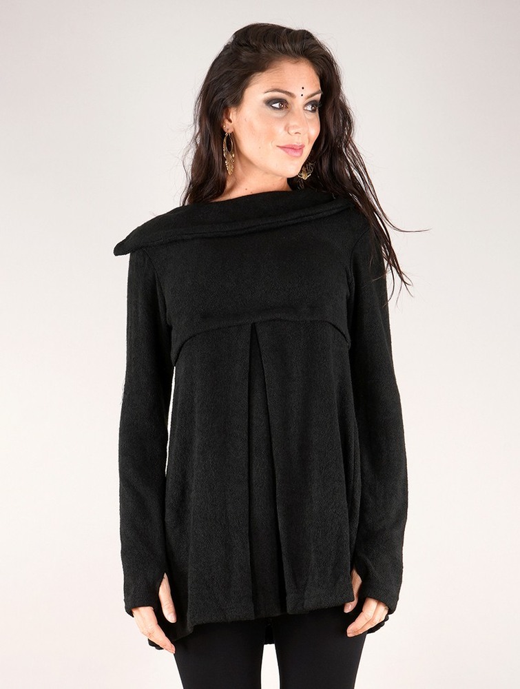 Toonzshop Ekantika Tunic Pullover Naisten Villapusero Mustat | 3671XDAGF