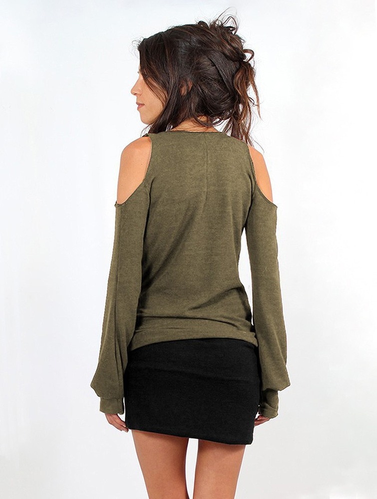 Toonzshop Elixir Bare Shoulder Pullover Naisten Villapusero Vihreä | 6139IBSNX