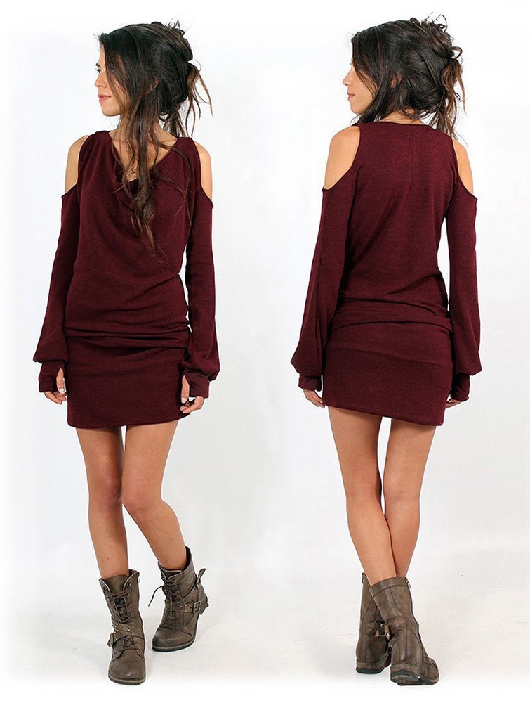 Toonzshop Elixir Bare Shoulder Sweater Dress Naisten Mekko Wine | 5216VJCON