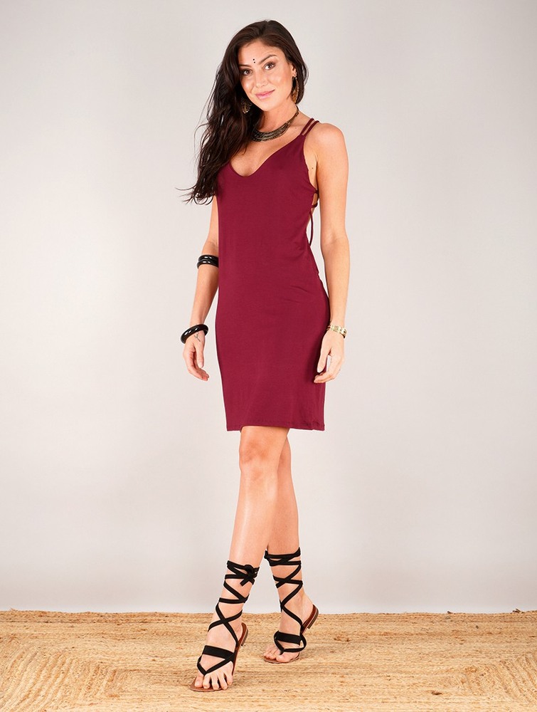 Toonzshop Emiko Bare Back Sleeveless Short Dress Naisten Mekko Wine | 2390ORGQZ