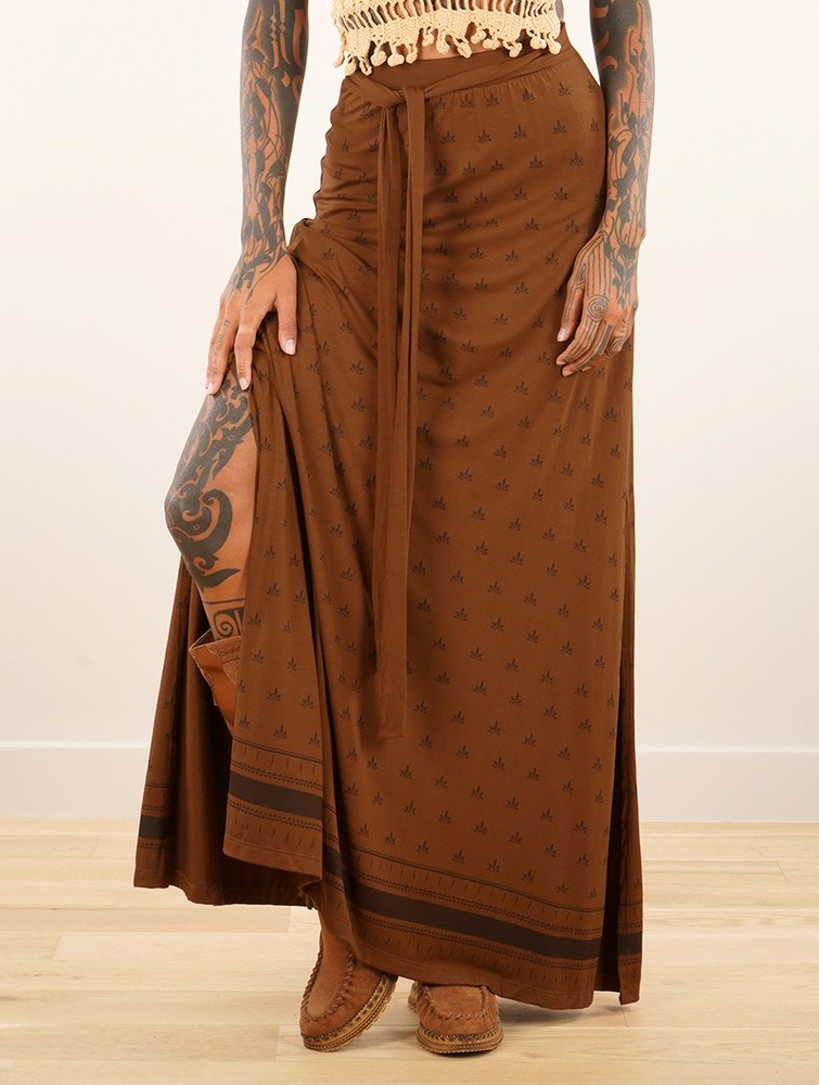 Toonzshop Eressea Umbas Printed Long Skirt Naisten Hame Goldenbrown | 2764DRYKE