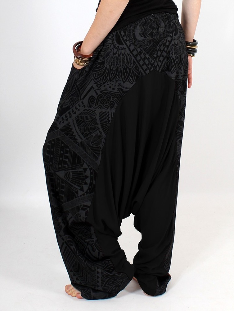 Toonzshop Ginie Africa Printed Light Harem Pants Naisten Housut Mustat Harmaat | 3750PHQDY