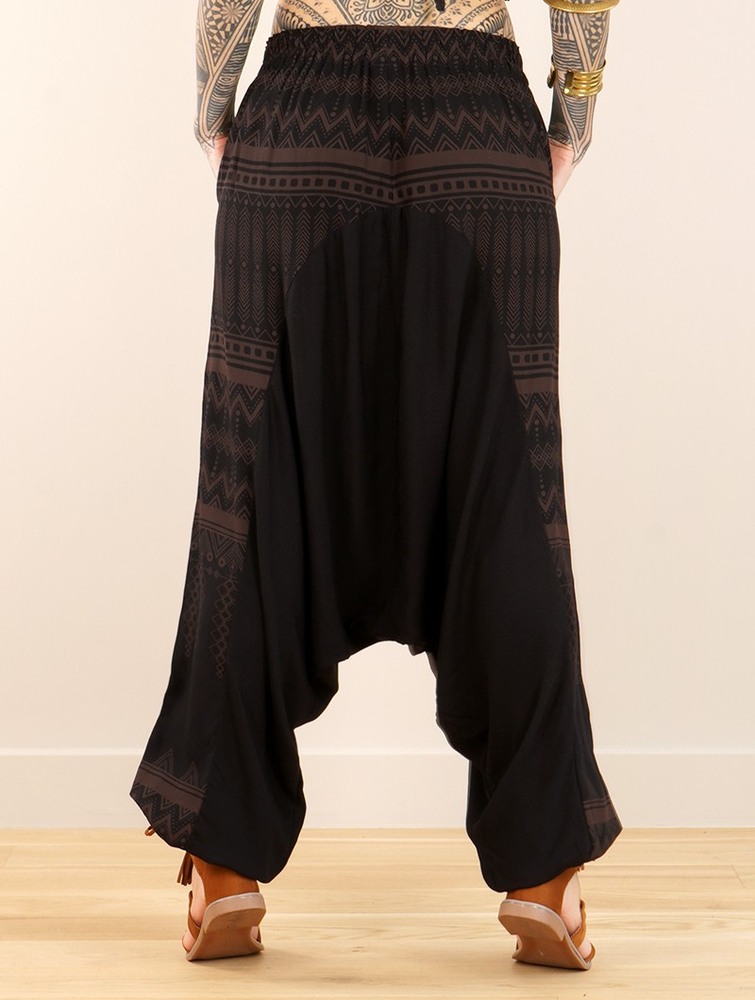 Toonzshop Ginie Aztec Light Harem Pants Naisten Housut Mustat Ruskea | 3096MWXZR