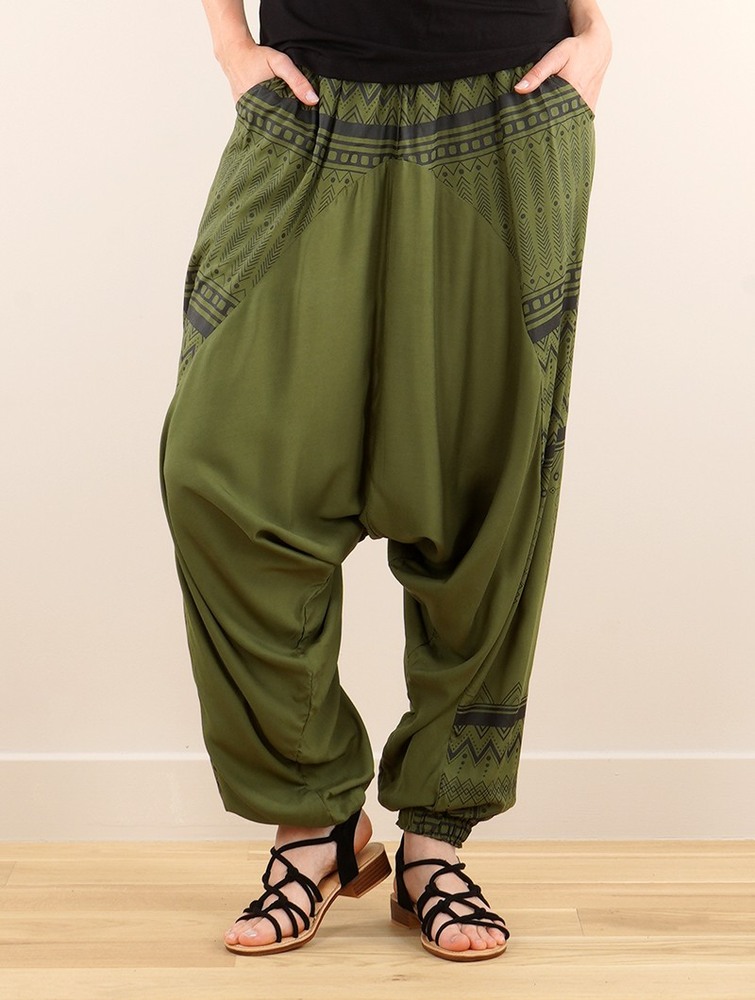 Toonzshop Ginie Aztec Light Harem Pants Naisten Housut Khaki Mustat | 8072EHCLO