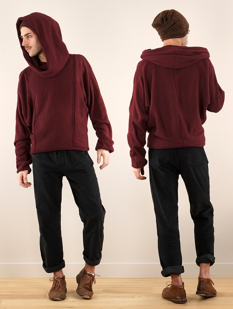 Toonzshop Helixx Retractable Hooded Long Sweater Naisten Villapaita Wine | 4398ZJFUR