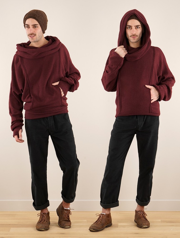 Toonzshop Helixx Retractable Hooded Long Sweater Naisten Villapaita Wine | 4398ZJFUR