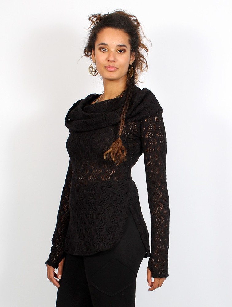 Toonzshop Hookäa Crochet Sweater Naisten Villapaita Mustat | 1594KNAUI