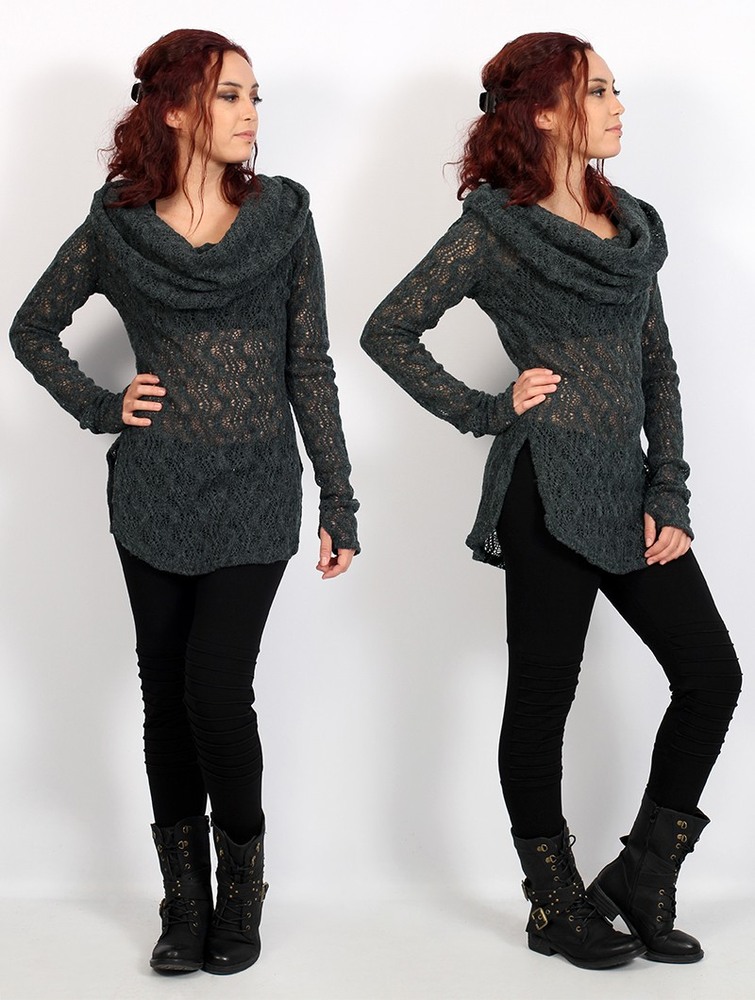 Toonzshop Hookäa Crochet Sweater Naisten Villapaita Harmaat | 0756YSLKJ